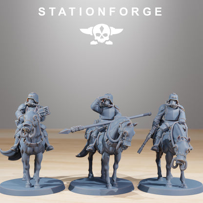 GrimGuard Cavalry, Modular Set Miniatures by STATIONFORGE,  Imperial guard cavalry regiment