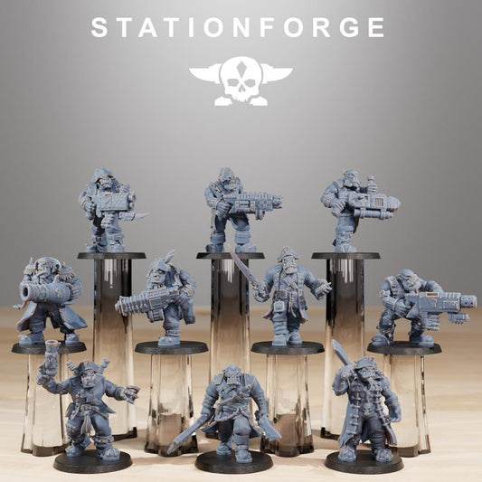 Orkaz Pirates, Space-Faring Orkish Menace Sculpted by STATIONFORGE, Grimdark Compatible, Sci-Fi Wargame Scale