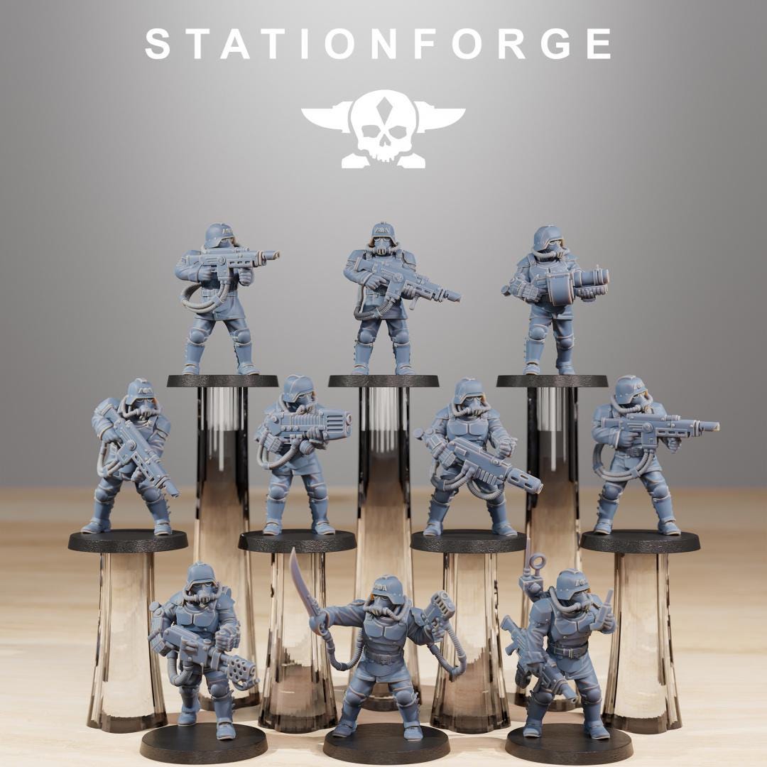 Grimguard Commandos, Death Korps Proxy, Sci-Fi Wargames Miniatures by STATIONFORGE