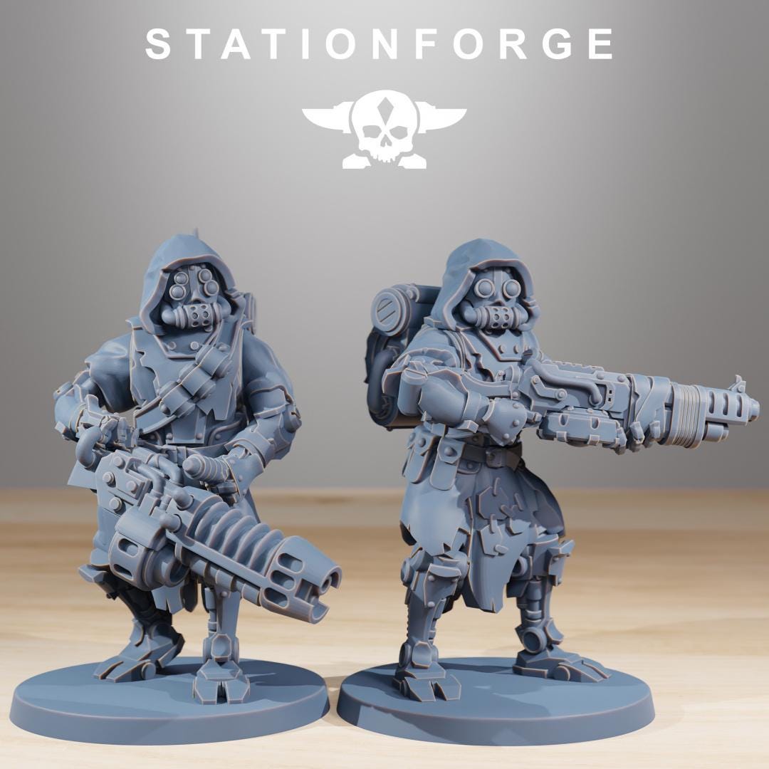 Scavenger Rangers Builder Kit, Space Techno-bots, modular Sci-Fi warriors by STATIONFORGE, Sci-Fi Wargames Cyber-themed Grimdark miniatures