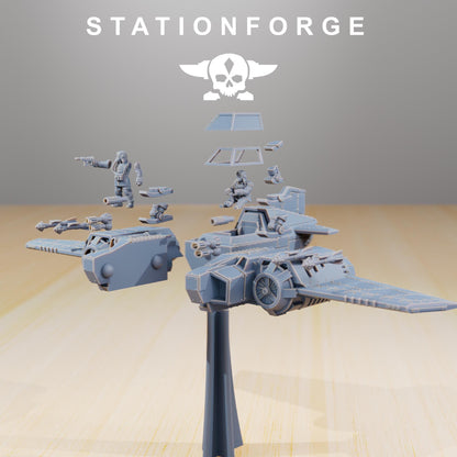 GrimGuard SF-19A Fighter Plane, Modular Sci-Fi Guardsmen Warplane by STATIONFORGE, Sci-fi Wargames Proxy, Imperial Guard Transport