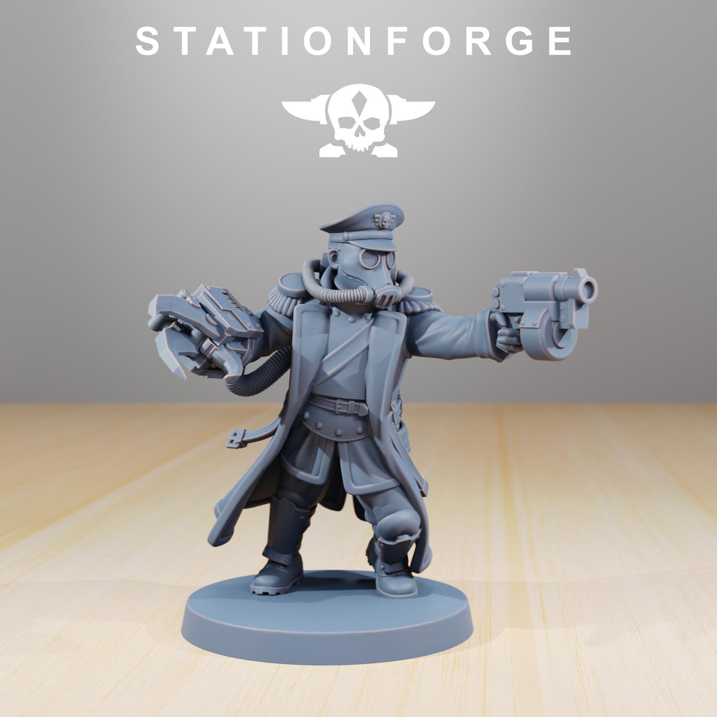 GrimGuard - Officer 2.0, Death Korps Proxy, Sci-Fi Wargames Miniatures by STATIONFORGE