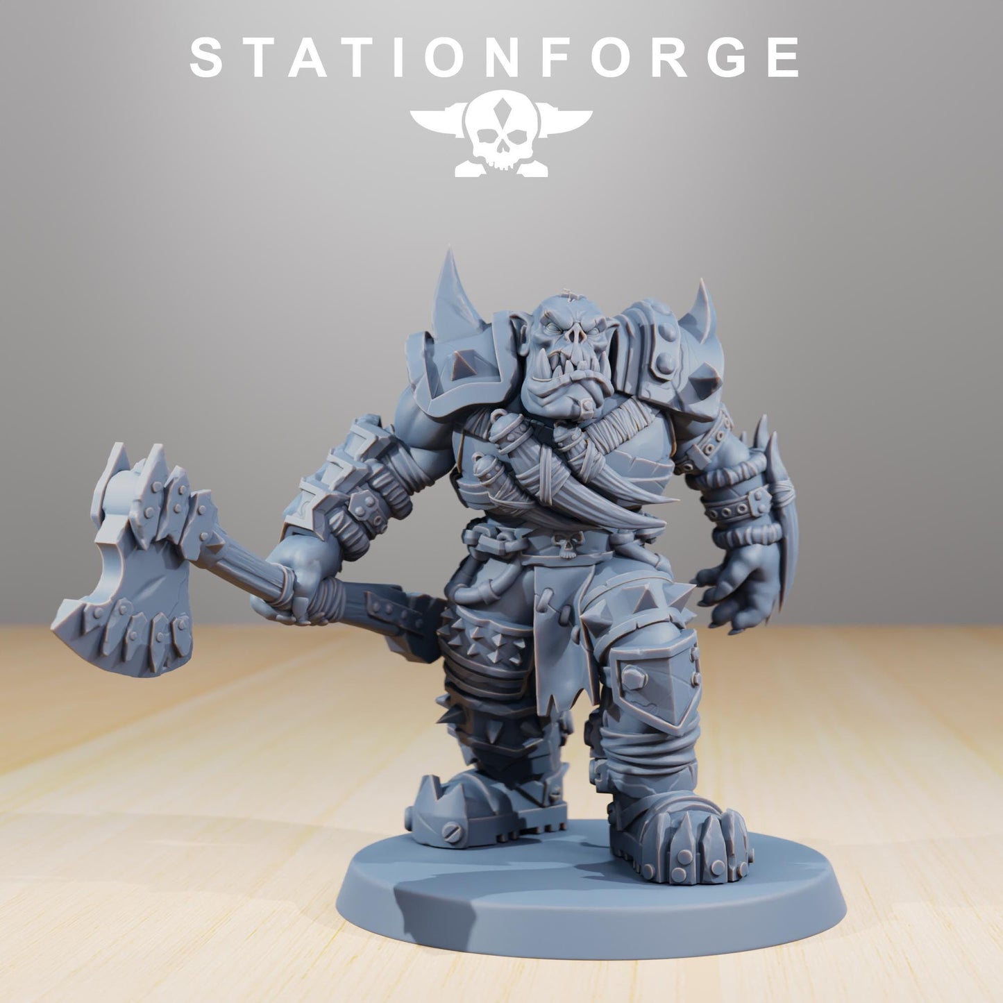 Orkaz Strappaz, Space-Faring Orkish Menace Sculpted by STATIONFORGE, Grimdark Compatible, Sci-Fi Wargame Scale