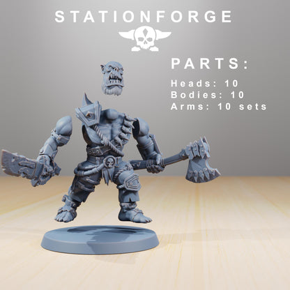 Orkaz Strappaz, Space-Faring Orkish Menace Sculpted by STATIONFORGE, Grimdark Compatible, Sci-Fi Wargame Scale