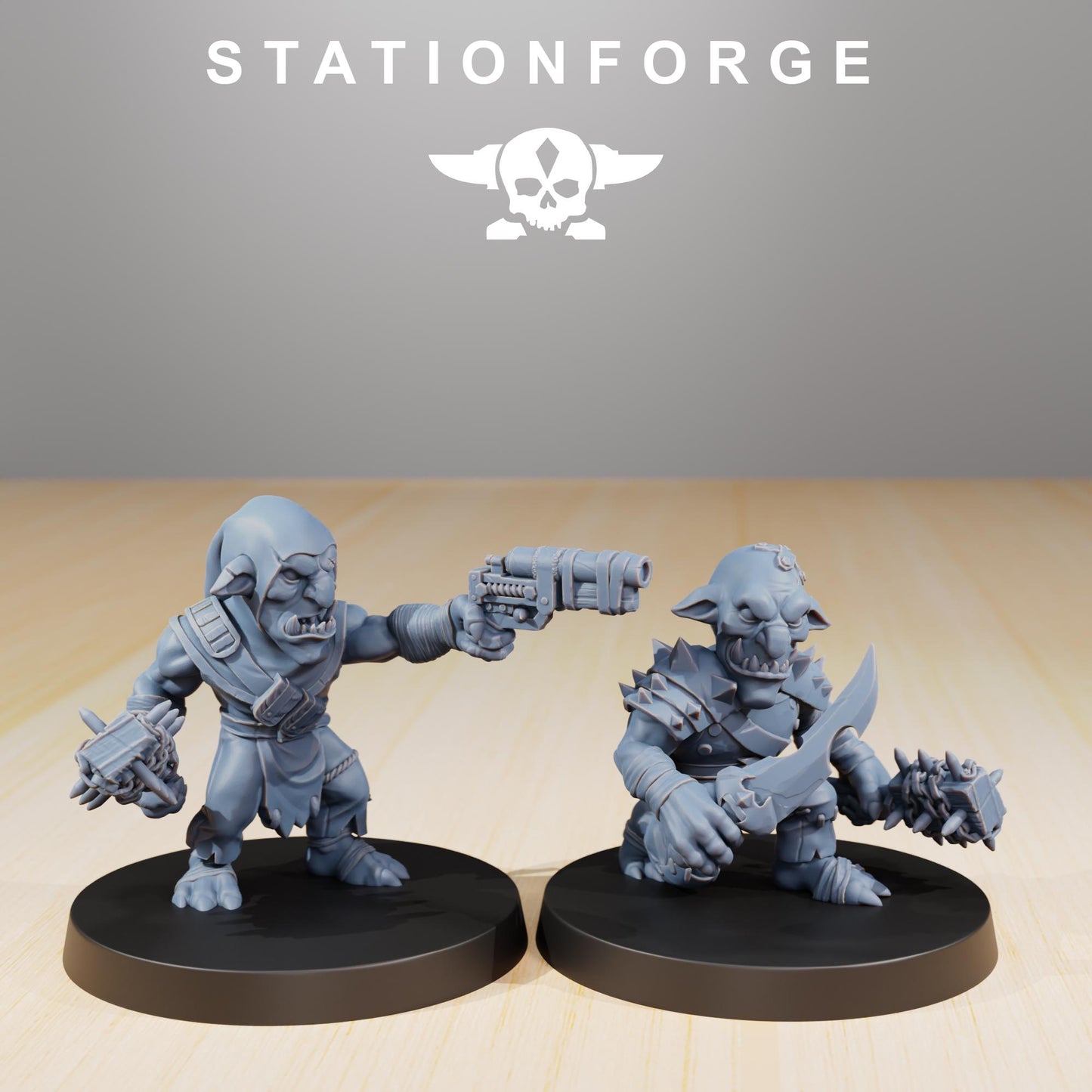 Orkaz Goblins, Space-Faring Orkish Menace Sculpted by STATIONFORGE, Grimdark Compatible, Sci-Fi Wargame Scale