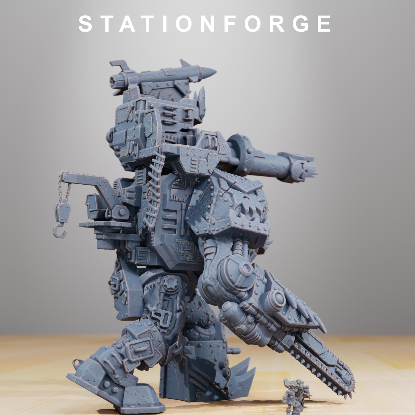 Orkaz Mega Steppa, Space-Faring Orkish Menace Sculpted by STATIONFORGE, Grimdark Compatible, Scaled for Sci-Fi Miniature Wargames