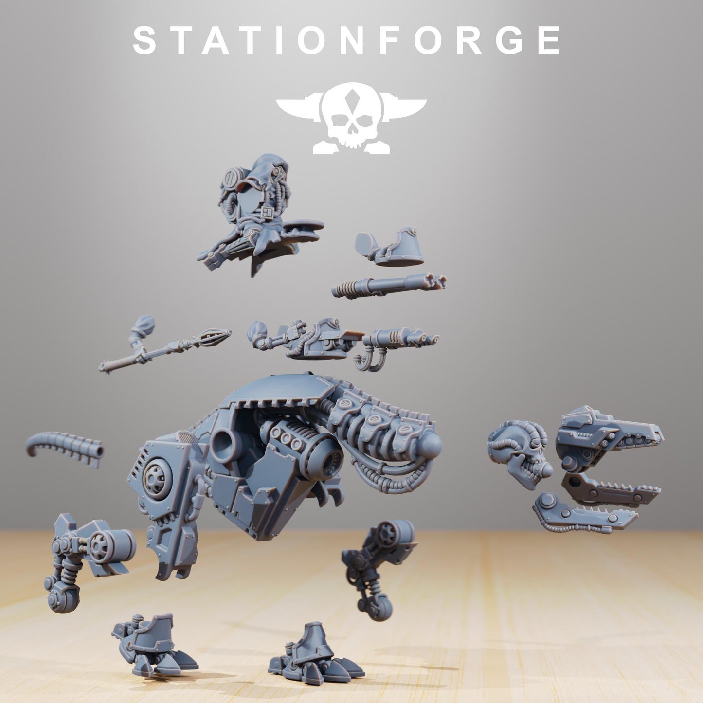 Scavenger Alpha Rider, Space Techno-bots, modular Sci-Fi warriors by STATIONFORGE, Sci-Fi Wargames Cyber-themed Grimdark miniatures