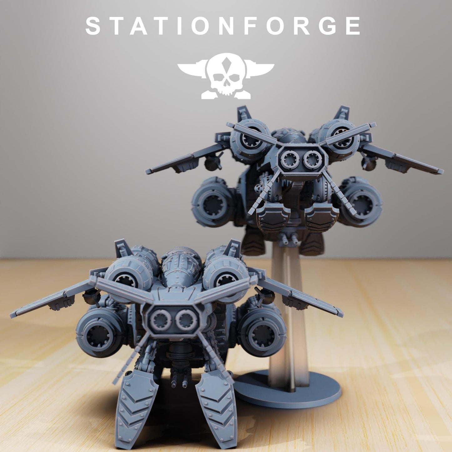 Scavenger Floating Chapel, Space Techno-bots, modular Sci-Fi warriors by STATIONFORGE, Sci-Fi Wargames Cyber-themed Grimdark miniatures