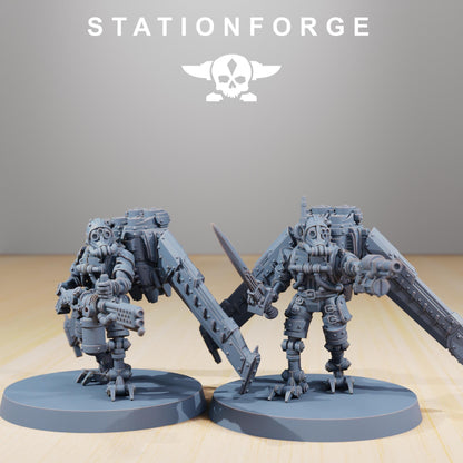 Scavenger Operators, Space Techno-bots, modular Sci-Fi warriors by STATIONFORGE, Sci-Fi Wargames Cyber-themed Grimdark miniatures