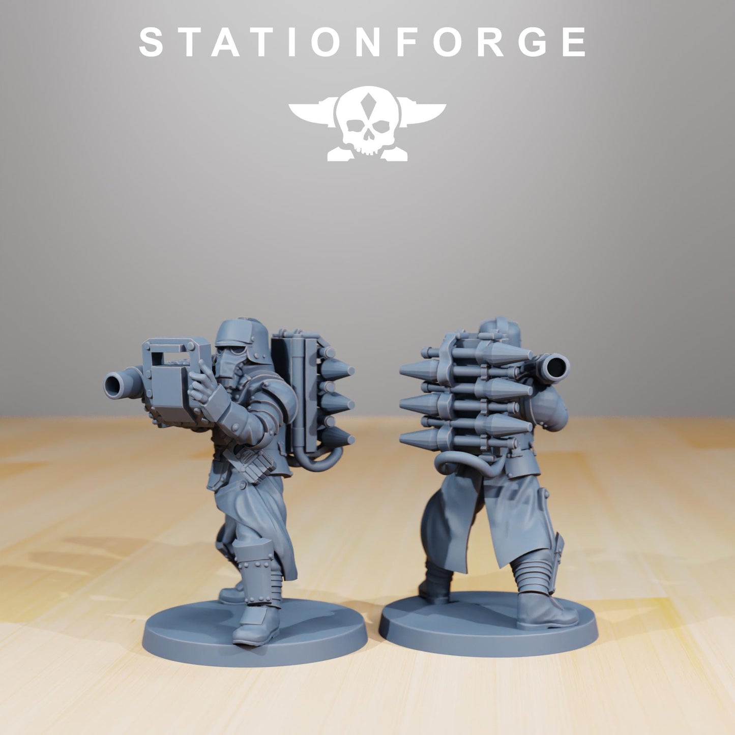 GrimGuard - Armored Squad, Death Korps Proxy, Sci-Fi Wargames Miniatures by STATIONFORGE
