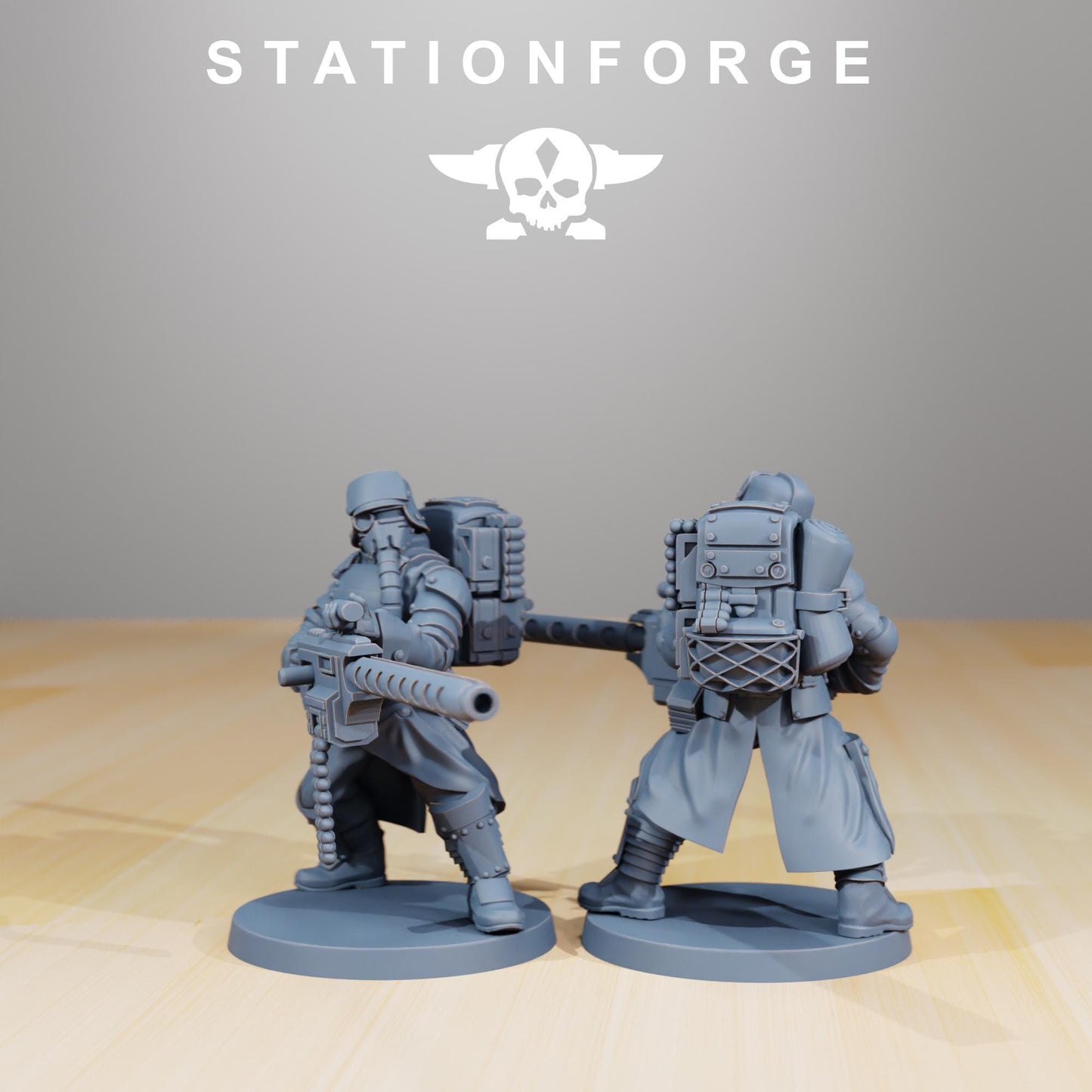 GrimGuard - Armored Squad, Death Korps Proxy, Sci-Fi Wargames Miniatures by STATIONFORGE