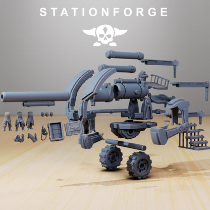 GrimGuard - Artillery, Modular Sci-Fi Artillery by STATIONFORGE, Sci-fi Wargames Proxy, Imperial Guard Army Long Range Artillery Proxy
