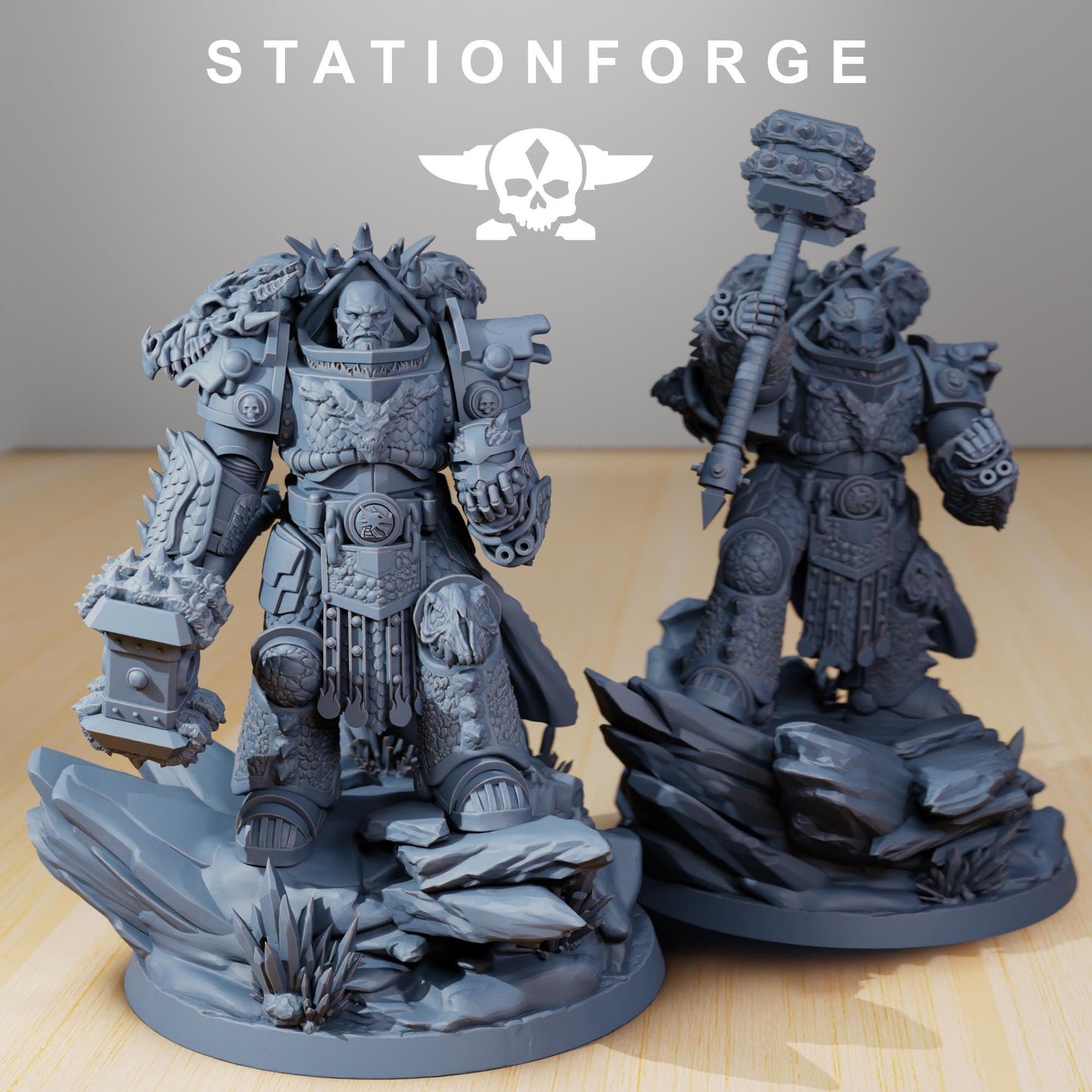 Prime Leader Of The Dragon Knights, Modular Sci-Fi Marine warriors by STATIONFORGE, Grimdark Wargames Proxy