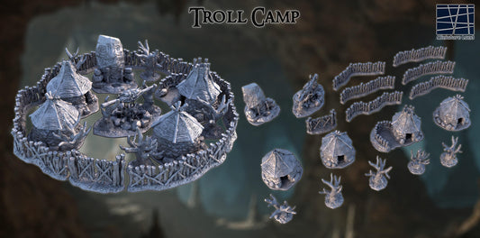 Troll Camp - Tabletop Terrain - 28 MM, Tabletop 3D Printed Terrain by MiniatureLand, Perfect for Wargaming and RPGs
