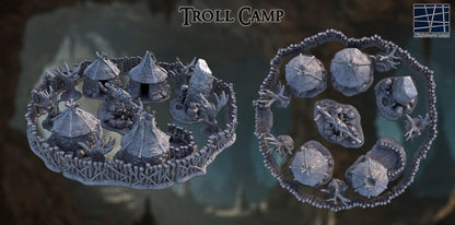 Troll Camp - Tabletop Terrain - 28 MM, Tabletop 3D Printed Terrain by MiniatureLand, Perfect for Wargaming and RPGs