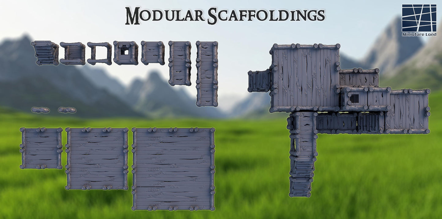 Modular Scaffoldings - Tabletop Terrain - 28 MM - 3D Printed Tabletop Terrain, Perfect for Wargames, Role Playing Games, Tabletop Games