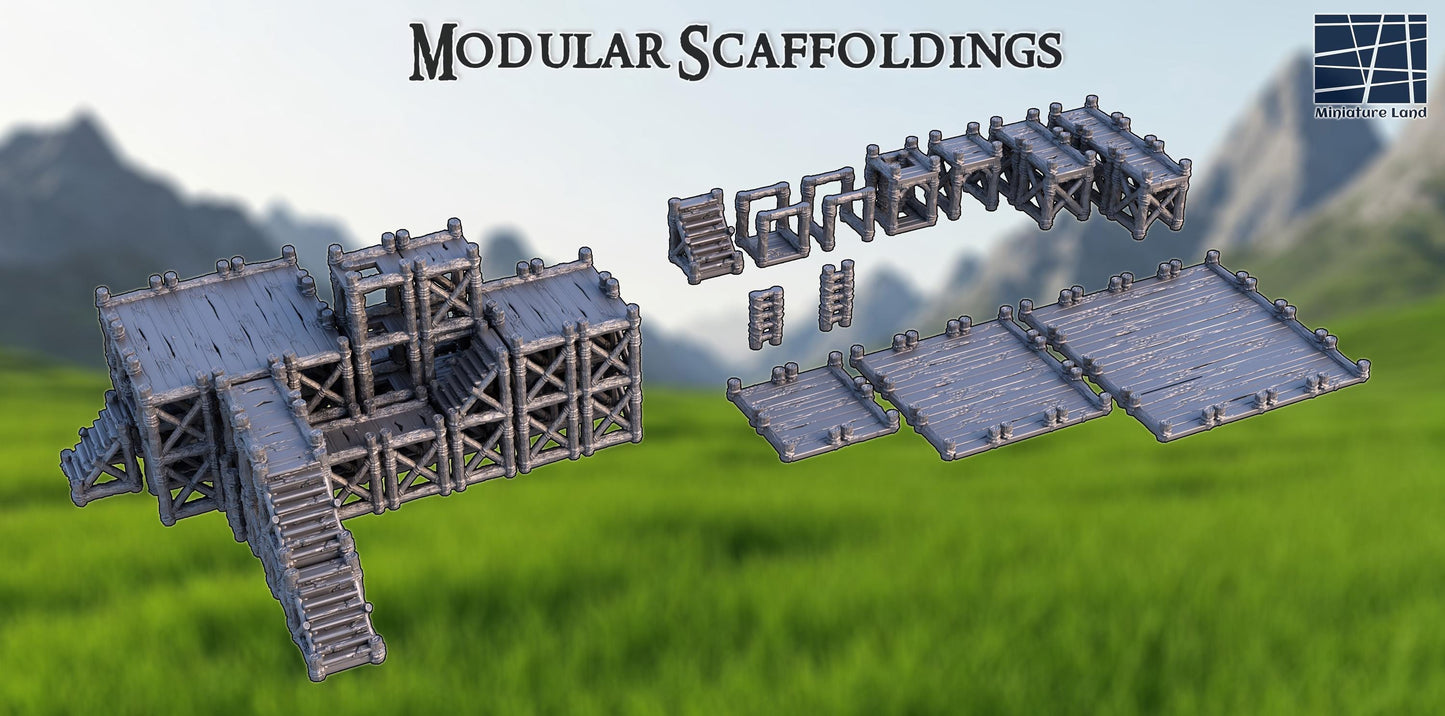 Modular Scaffoldings - Tabletop Terrain - 28 MM - 3D Printed Tabletop Terrain, Perfect for Wargames, Role Playing Games, Tabletop Games