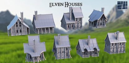 Elven Houses - Tabletop Terrain - 28 MM, Tabletop 3D Printed Terrain by MiniatureLand, Perfect for Wargaming and RPGs