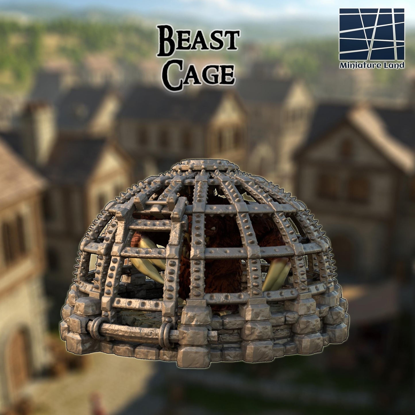 Beast Cage - Tabletop Terrain - 28 MM, Tabletop 3D Printed Terrain by MiniatureLand, Perfect for Wargaming and RPGs