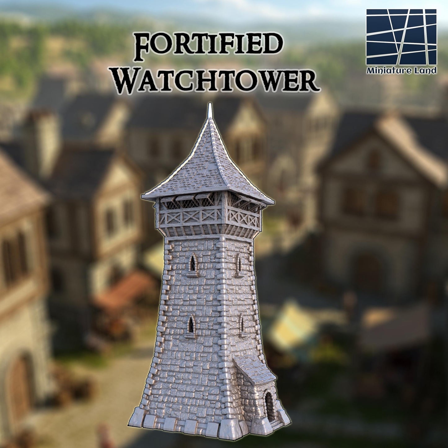 Fortified Lookout Tower - Tabletop Terrain - 28 MM, Tabletop 3D Printed Terrain by MiniatureLand, Perfect for Wargaming and RPGs