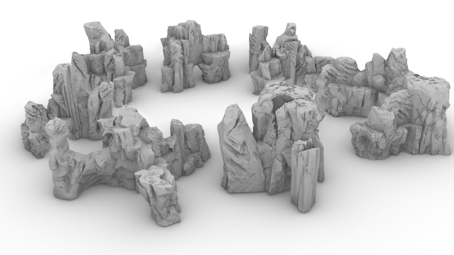 Universal Cliff Labyrinth Terrain Set - 3D Printed Tabletop Terrain, Perfect for Wargames, Board Games, Role Playing Games