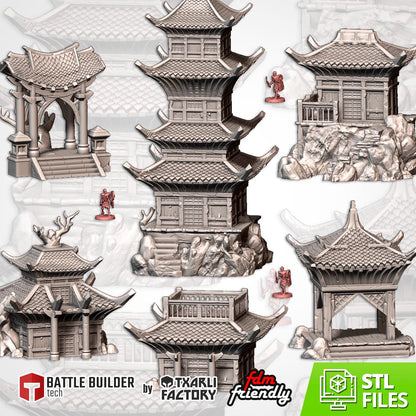 ORIENTAL BUILDINGS Modular Wargaming Ancient World Terrain by Txarli Factory for Tabletop Wargames