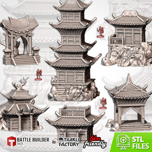 ORIENTAL BUILDINGS Modular Wargaming Ancient World Terrain by Txarli Factory for Tabletop Wargames