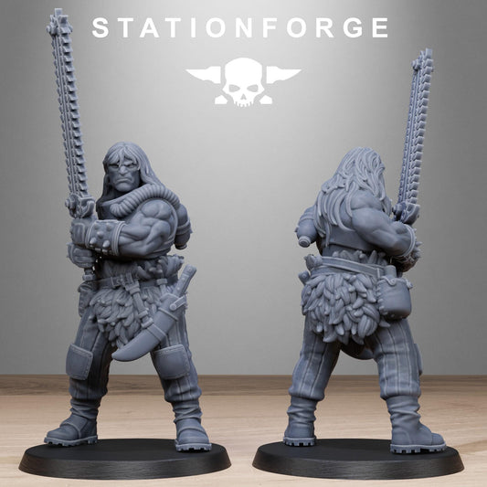 Techno Savage Barbarians, Chaos Worshipper Sci-Fi Wargames Miniatures by STATIONFORGE, Corrupted Imperial Guard