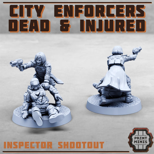 City Watch Enforcers - Dead and Injured NPCs -  Sci-Fi Grimdark City Skirmish Warfare Female Mercenaries by Print Minis