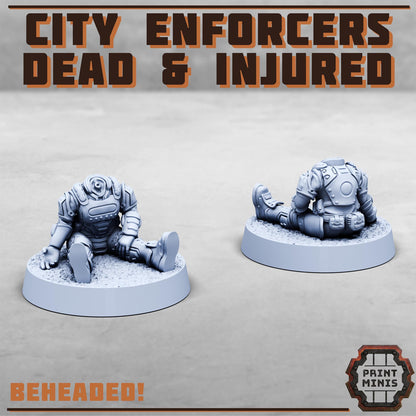City Watch Enforcers - Dead and Injured NPCs -  Sci-Fi Grimdark City Skirmish Warfare Female Mercenaries by Print Minis