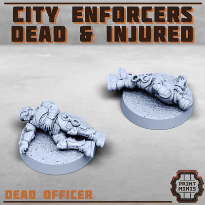 City Watch Enforcers - Dead and Injured NPCs -  Sci-Fi Grimdark City Skirmish Warfare Female Mercenaries by Print Minis