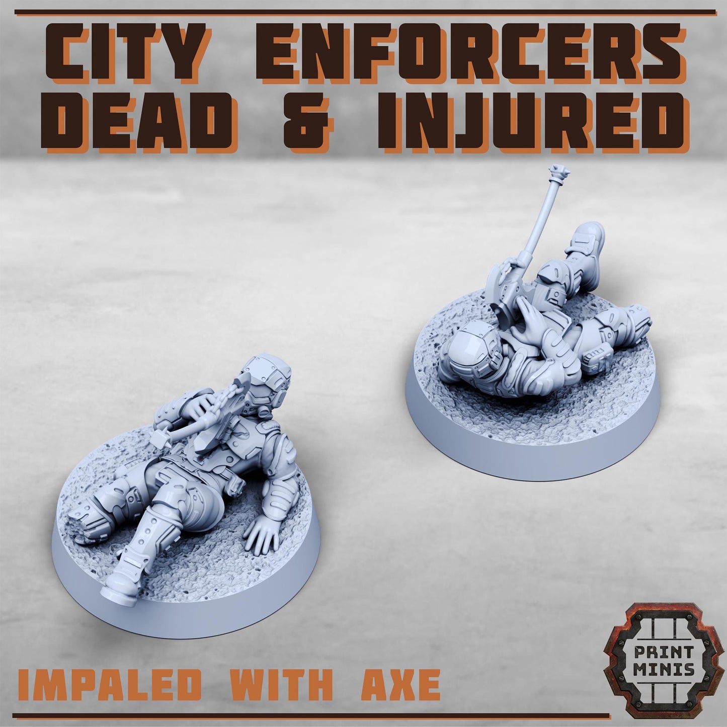 City Watch Enforcers - Dead and Injured NPCs -  Sci-Fi Grimdark City Skirmish Warfare Female Mercenaries by Print Minis