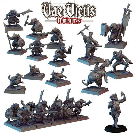 Ratkin Warband, Field Surgeon. Drummer, Noble Fighter, Fantasy Miniatures by Vae Victis, perfect for Fantasy Wargames and Tabletop RPGs