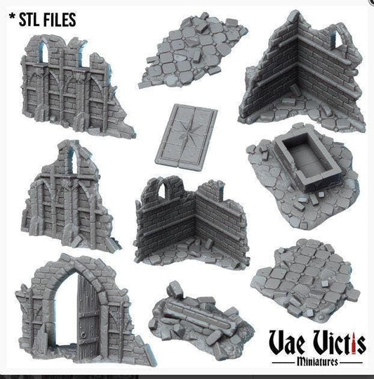 Modular Fantasy Church Ruins Terrain 28mm Tabletop Holy Shrine 32mm Ruins Terrain suitable for Fantasy Wargames and Tabletop RPGs