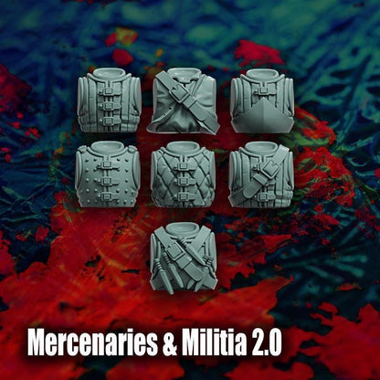 Modular Mercenaries & Militia 2.0, Weapons, Heads, Torsos and Legs. Fantasy Miniatures by Reptilian Overlords