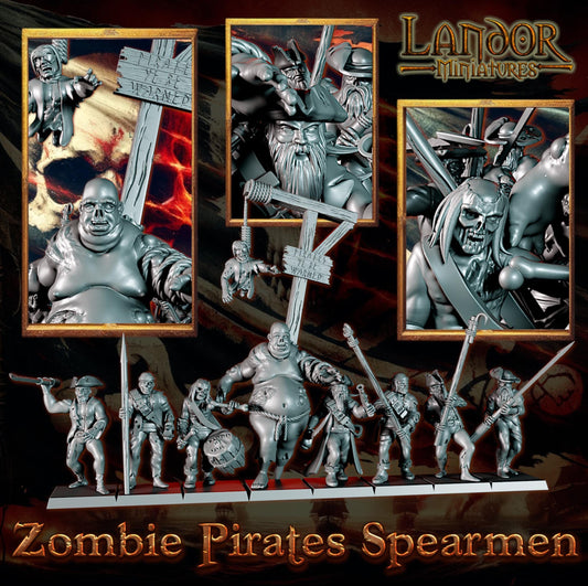 Zombie Pirate Spearmen, Modular Undead Swashbucklers by Landor Miniatures! Vampire Coast for Fantasy Wargames