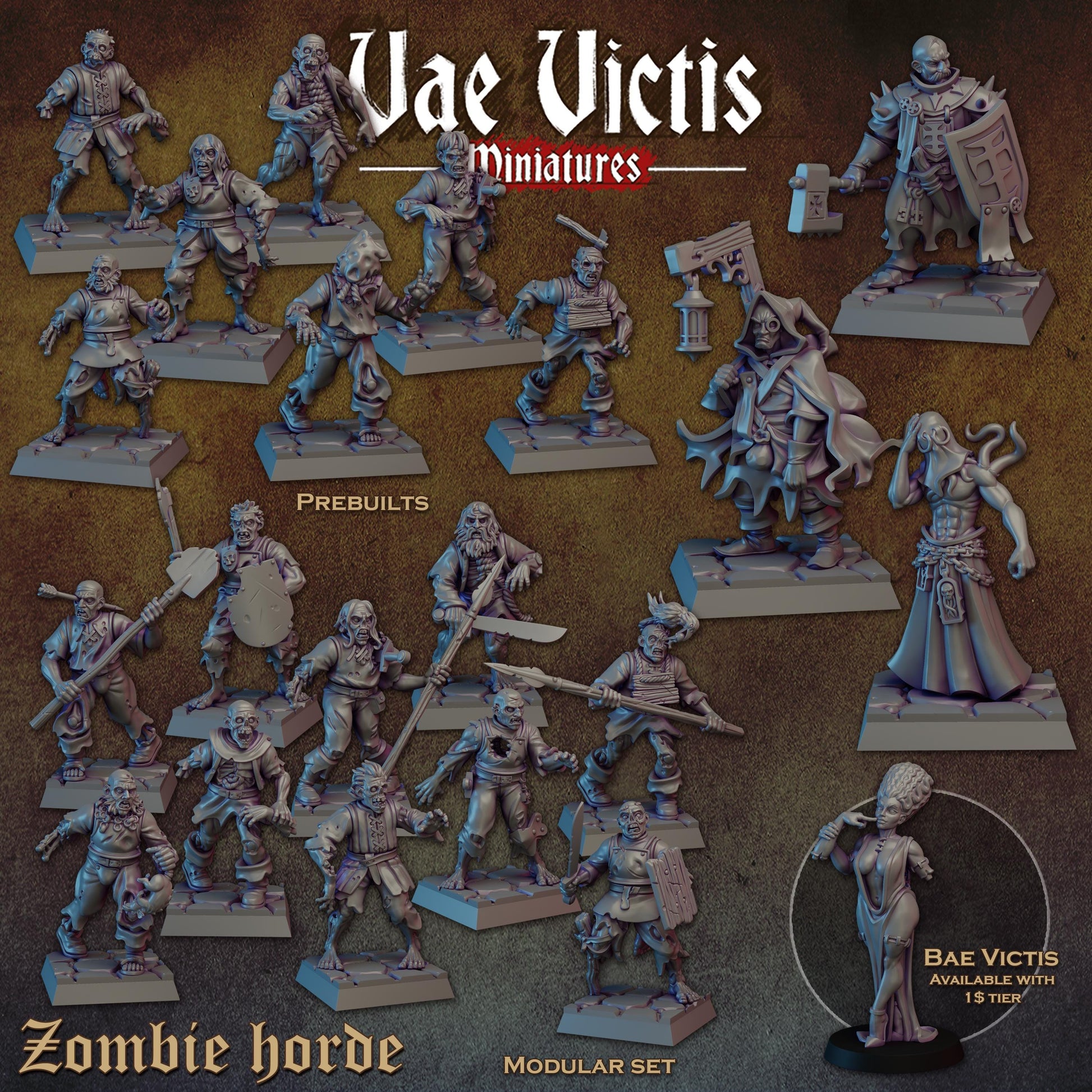 Zombie Horde Warband, Undead Henchmen and Undead Hunters,Fantasy Miniatures by Vae Victis, perfect for Fantasy Wargames and RPGs