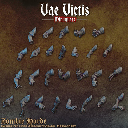 Zombie Horde Warband, Undead Henchmen and Undead Hunters,Fantasy Miniatures by Vae Victis, perfect for Fantasy Wargames and RPGs