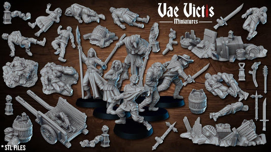 Plague in Town Scenery and Terrain set, Tabletop Plague victim Scenery for RPGs & Wargaming, for Fantasy Wargames and Tabletop RPGs