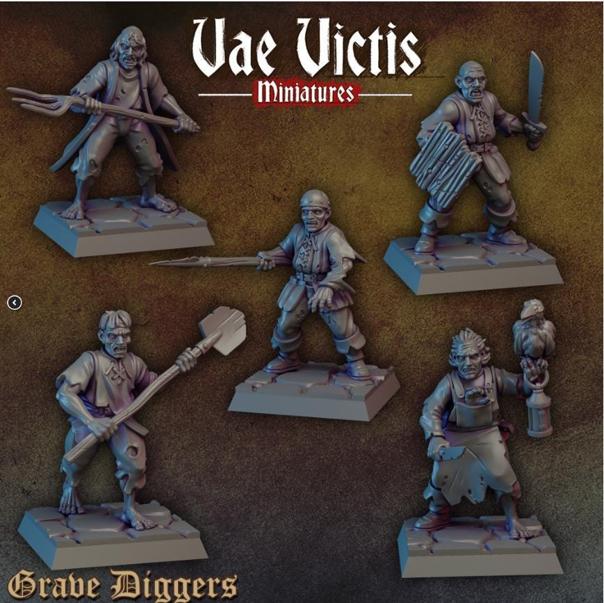 Gravediggers and Ghouls Warband, Gladiators, Headless Noblewoman,Fantasy Miniatures by Vae Victis, perfect for Fantasy Wargames and RPGs