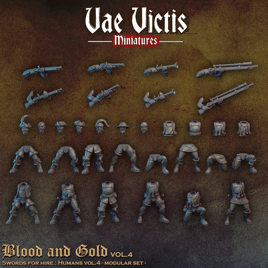 Modular Mercenary Handgunner Miniatures, Bits and Weapon Conversions Fantasy by Vae Victis, perfect for Fantasy tabletop Wargames