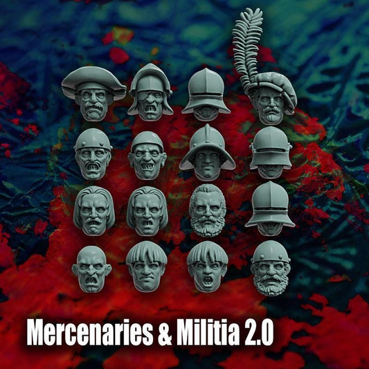 Modular Mercenaries & Militia 2.0, Weapons, Heads, Torsos and Legs. Fantasy Miniatures by Reptilian Overlords
