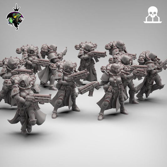 Coven Squad, Battle Sisters Sci-Fi Regiment Miniatures by Reptilian Overlords