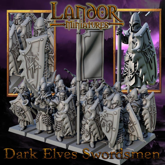 Dark elves Swordsmen, Modular Dark Elven miniatures by Landor Miniatures! Dark Elves for Fantasy Wargames