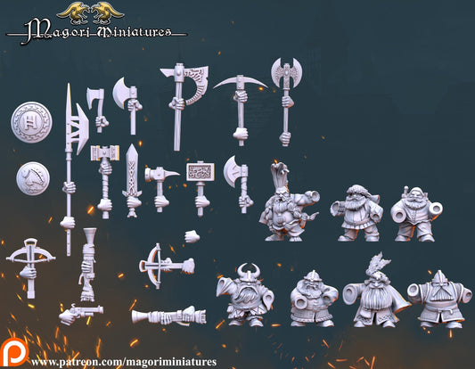 Dwarven Treasure Hunter Warband, Fantasy Skirmish Miniatures by Magori Miniatures, perfect for Fantasy Wargames and RPGs
