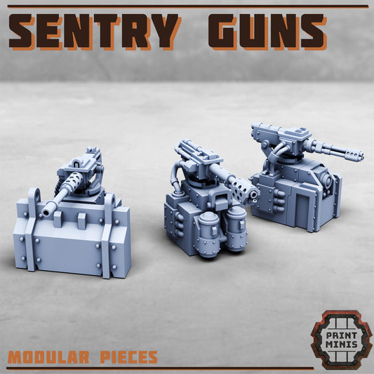 Sentry Guns x3 - Kaledon Fortis Army, Sci-Fi Space Militia Soldiers by Print Minis