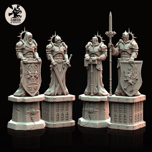 Gothic Statues Set 4, Imperial Cathedral Terrain Features Sculpted by Tainted Windmill for Wargames set in the Grimdark Future
