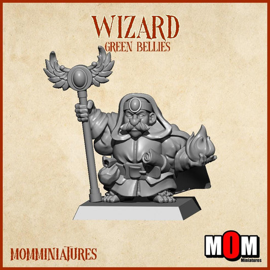 Halfling Wizard 2, Green Bellies, Halfling Shire Defense Force by MoM Miniatures, perfect for Fantasy Wargames and Tabletop RPGs
