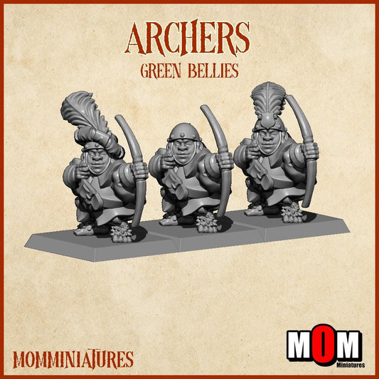 Halfling Archers, Green Bellies, Halfling Shire Defense Force by MoM Miniatures, perfect for Fantasy Wargames and Tabletop RPGs