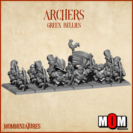 Halfling Archers, Green Bellies, Halfling Shire Defense Force by MoM Miniatures, perfect for Fantasy Wargames and Tabletop RPGs